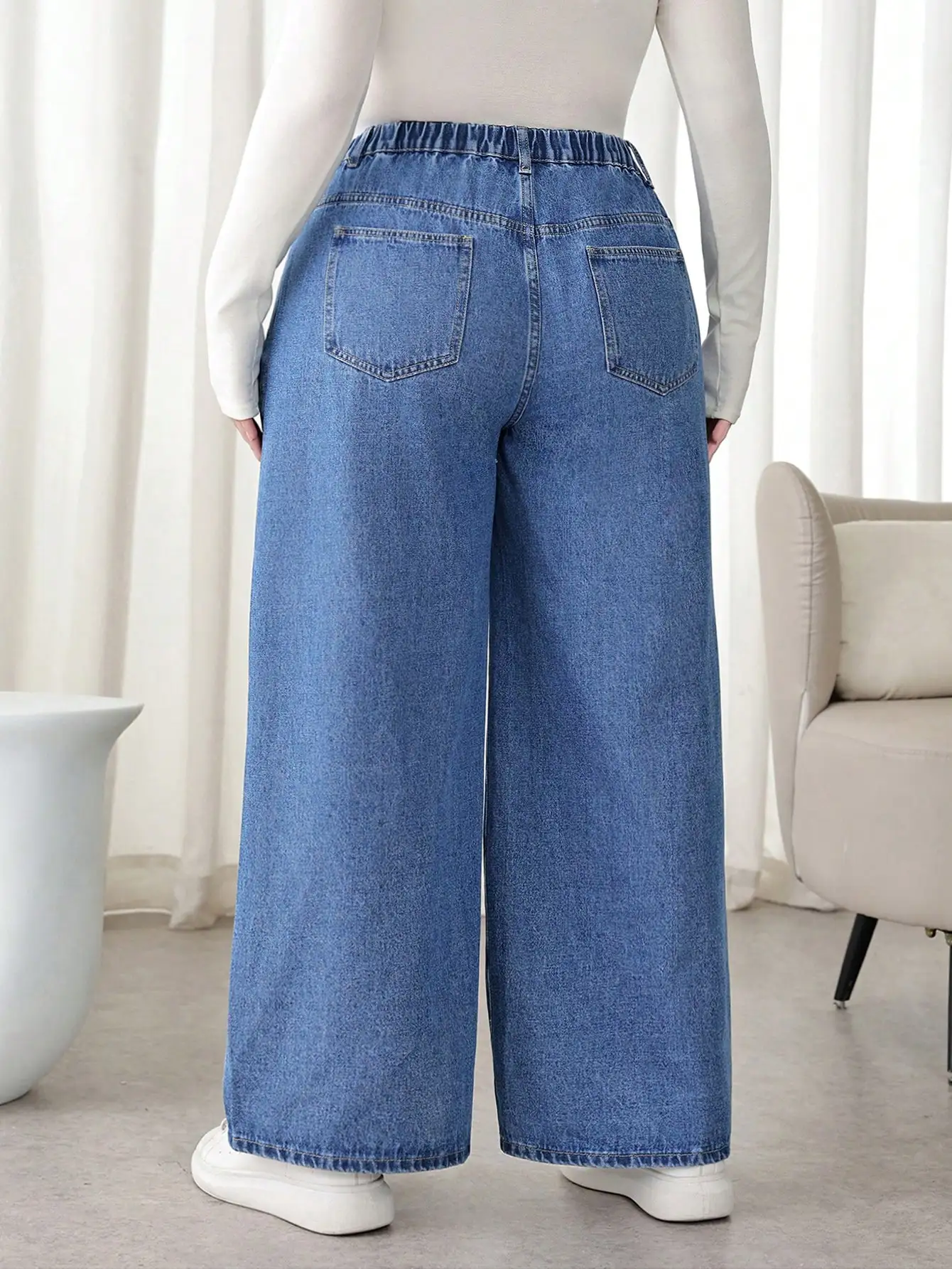 High Waist Wide Leg Loose Jeans For Women Elastic Waist Casual Denim Pants
High Waist Wide Leg Loose Jeans For Women Elastic Waist Casual Denim Pants