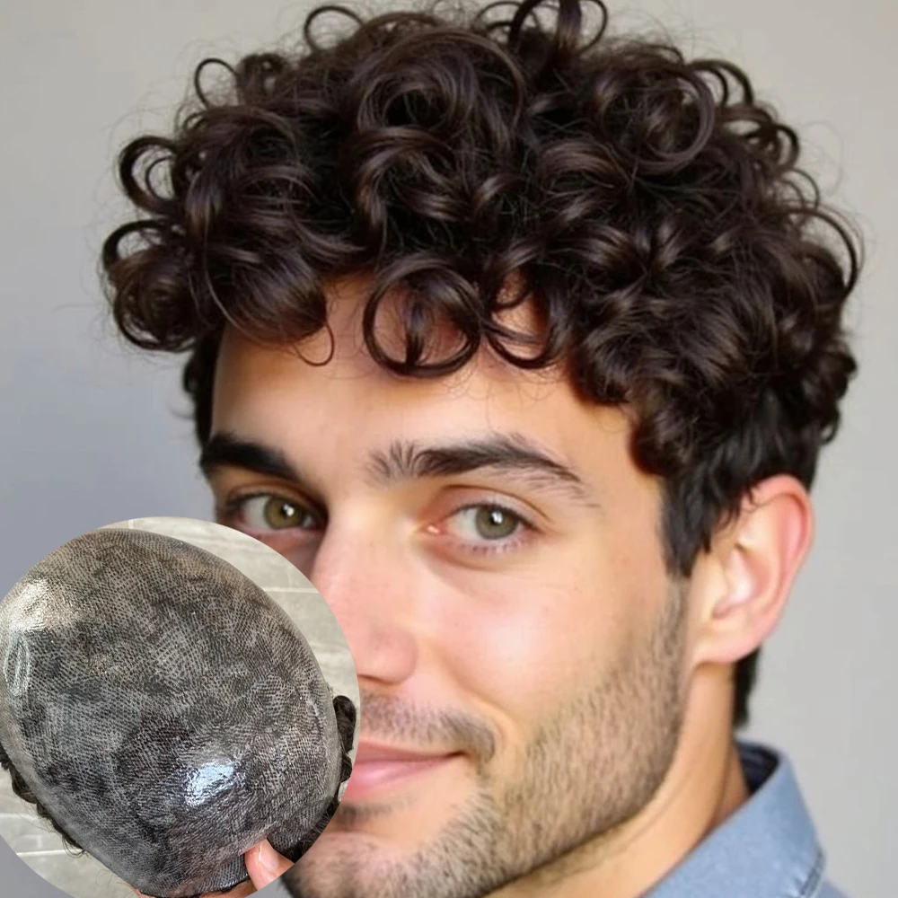 European Brown Black Human Hair Units Replacement System 22mm Curly Man's Wigs Super Durable Full PU Toupee Capillary Prosthesis
European Brown Black Human Hair Units Replacement System 22mm Curly Man's Wigs Super Durable Full PU Toupee Capillary Prosthesis