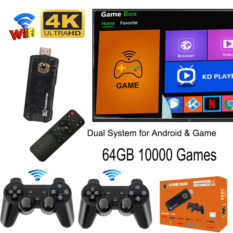 Ретро-Консоль 4K, 10000 игр, видеоигра, 64 ГБ, мини-HD ТВ-флешка для системы Android, беспроводной геймпад, поддержка PS1 PSP SNES
Ретро-Консоль 4K, 10000 игр, видеоигра, 64 ГБ, мини-HD ТВ-флешка для системы Android, беспроводной геймпад, поддержка PS1 PSP SNES