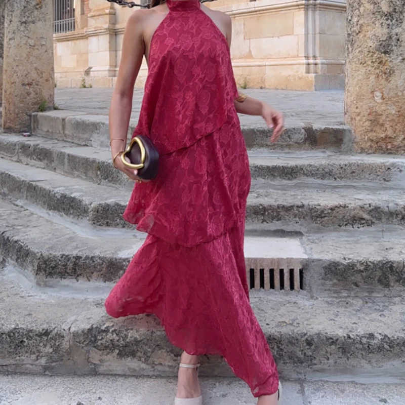 Fashion Pattern Print Hight Waist Party Dress 2026 Elegant Halter Sleeveless Long Dress Women Sexy Ruffle Layered Bohemian Dress
Fashion Pattern Print Hight Waist Party Dress 2026 Elegant Halter Sleeveless Long Dress Women Sexy Ruffle Layered Bohemian Dress
