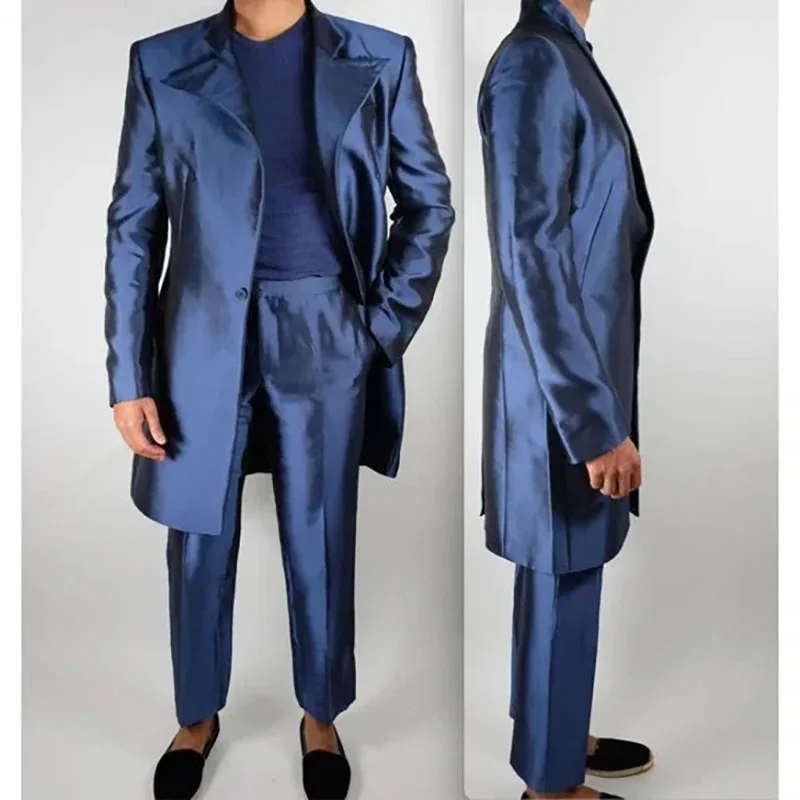 Formal Blue Satin Men's Suits Luxury Casual 2 Piece Jacket Pants Sets High Quality Prom Party Wedding Male Clothing Outfits
Formal Blue Satin Men's Suits Luxury Casual 2 Piece Jacket Pants Sets High Quality Prom Party Wedding Male Clothing Outfits
