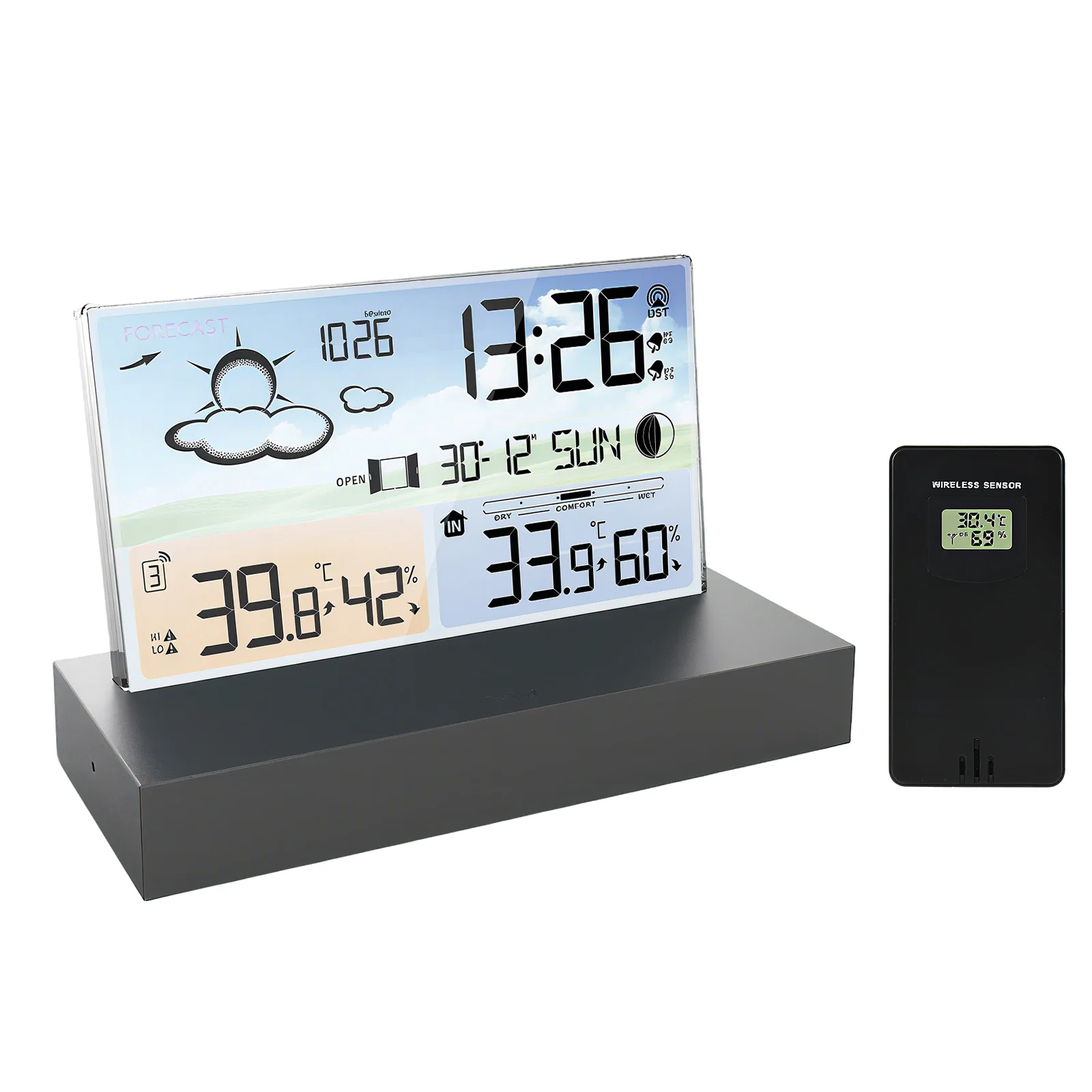 Weather Station Wireless Indoor Outdoor Thermometer,Multiple Sensors Weather Forecast, Electronic Clock with Large Color Display
Weather Station Wireless Indoor Outdoor Thermometer,Multiple Sensors Weather Forecast, Electronic Clock with Large Color Display