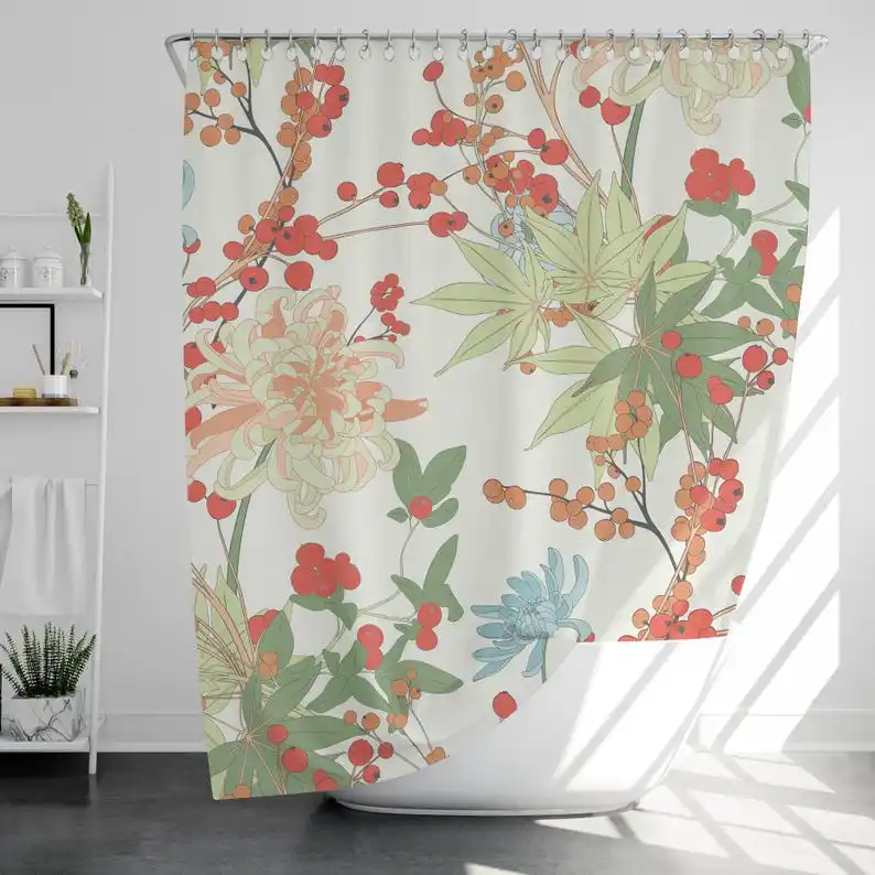 Flowers and Fruit Shower Curtain with 12 Hooks Waterproof, Japanese Style Bathroom Decor, Housewarming Gift
Flowers and Fruit Shower Curtain with 12 Hooks Waterproof, Japanese Style Bathroom Decor, Housewarming Gift