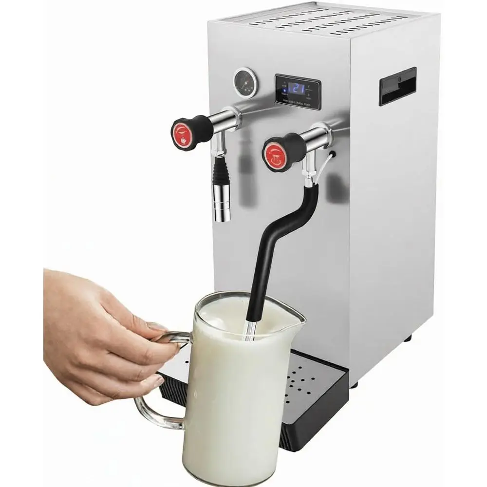 1100W 110V Double Boiler Milk Steamer with LED Display and Pressure Gauge for Home Coffee Shops and Bars
1100W 110V Double Boiler Milk Steamer with LED Display and Pressure Gauge for Home Coffee Shops and Bars