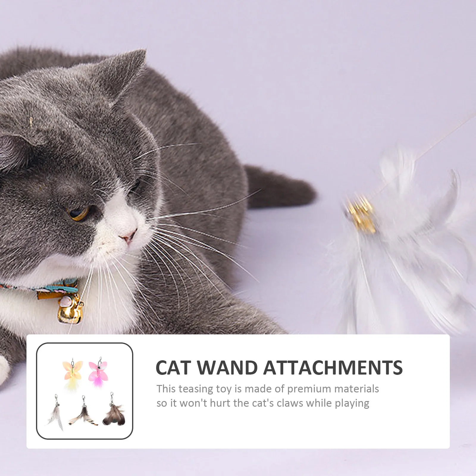 5Pcs Cat Teaser Replacement Stick Fun Interactive Heads for Indoor Cats Exercise and Stress Relief Cat
5Pcs Cat Teaser Replacement Stick Fun Interactive Heads for Indoor Cats Exercise and Stress Relief Cat