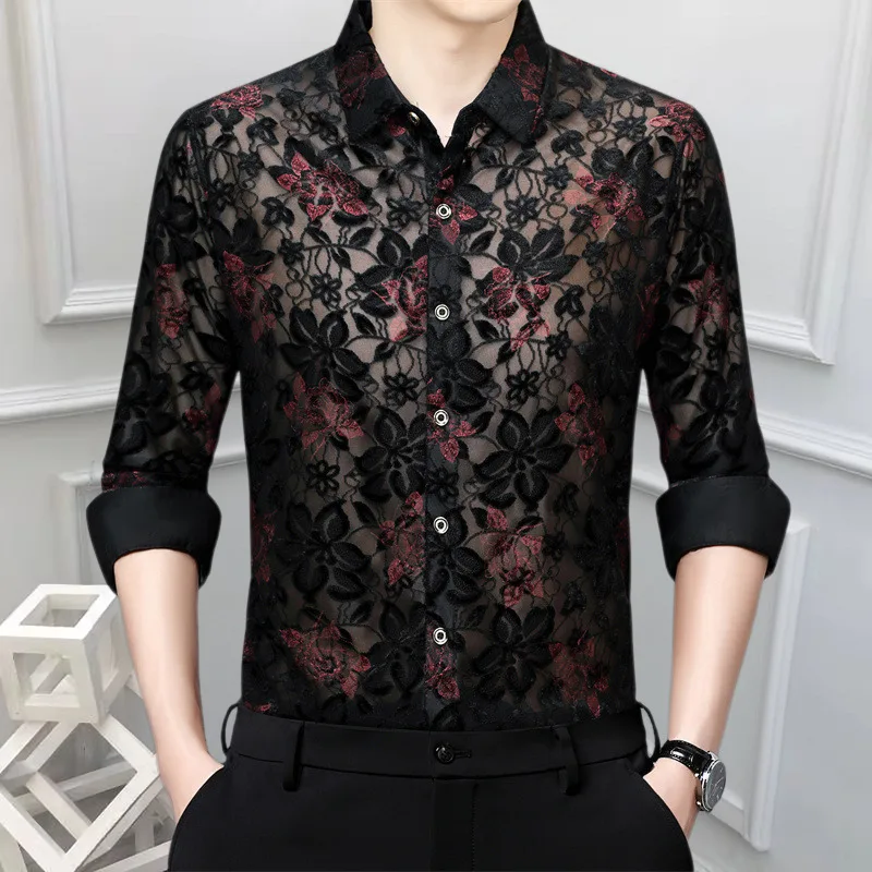 Chemise Homme Manche Longue Men Shirt Embroidery See Through Flower Shirts Men Business Casual Office Shirt Camisa Chemise Homme
Chemise Homme Manche Longue Men Shirt Embroidery See Through Flower Shirts Men Business Casual Office Shirt Camisa Chemise Homme