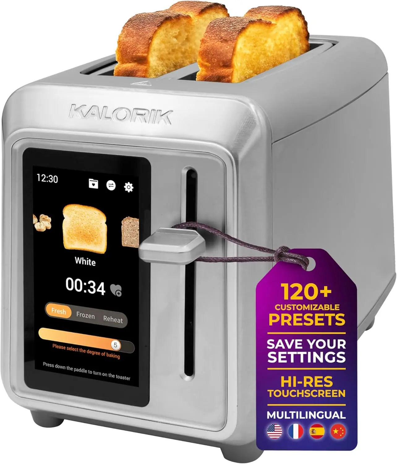 Toaster VIVID TOUCH Series 2-Slice with Large High-Resolution Touchscreen and Customizable Cooking Presets by Bread Type, Featur
Toaster VIVID TOUCH Series 2-Slice with Large High-Resolution Touchscreen and Customizable Cooking Presets by Bread Type, Featur