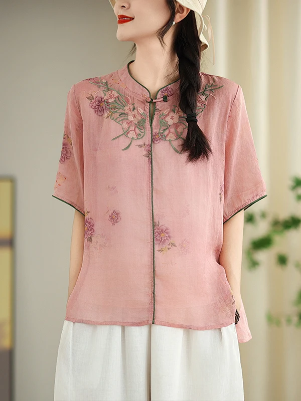 Slimming Embroidered Print Short Sleeve Chinese Style Fashionable Versatile Shirt Straight Cut Thin Fabric Daily Wear Women's...
Slimming Embroidered Print Short Sleeve Chinese Style Fashionable Versatile Shirt Straight Cut Thin Fabric Daily Wear Women's...
