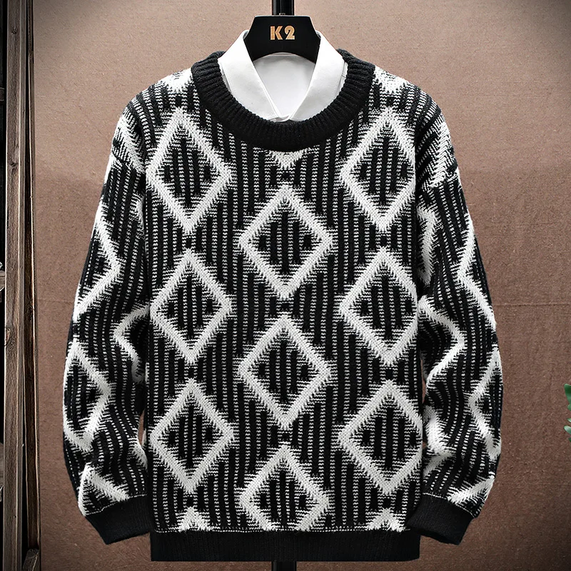 High Quality Round Neck Sweatshirt Men's Autumn Winter High Street Rhomboid Knitted Pullovers Sweater Harajuku Vintage Unisex
High Quality Round Neck Sweatshirt Men's Autumn Winter High Street Rhomboid Knitted Pullovers Sweater Harajuku Vintage Unisex