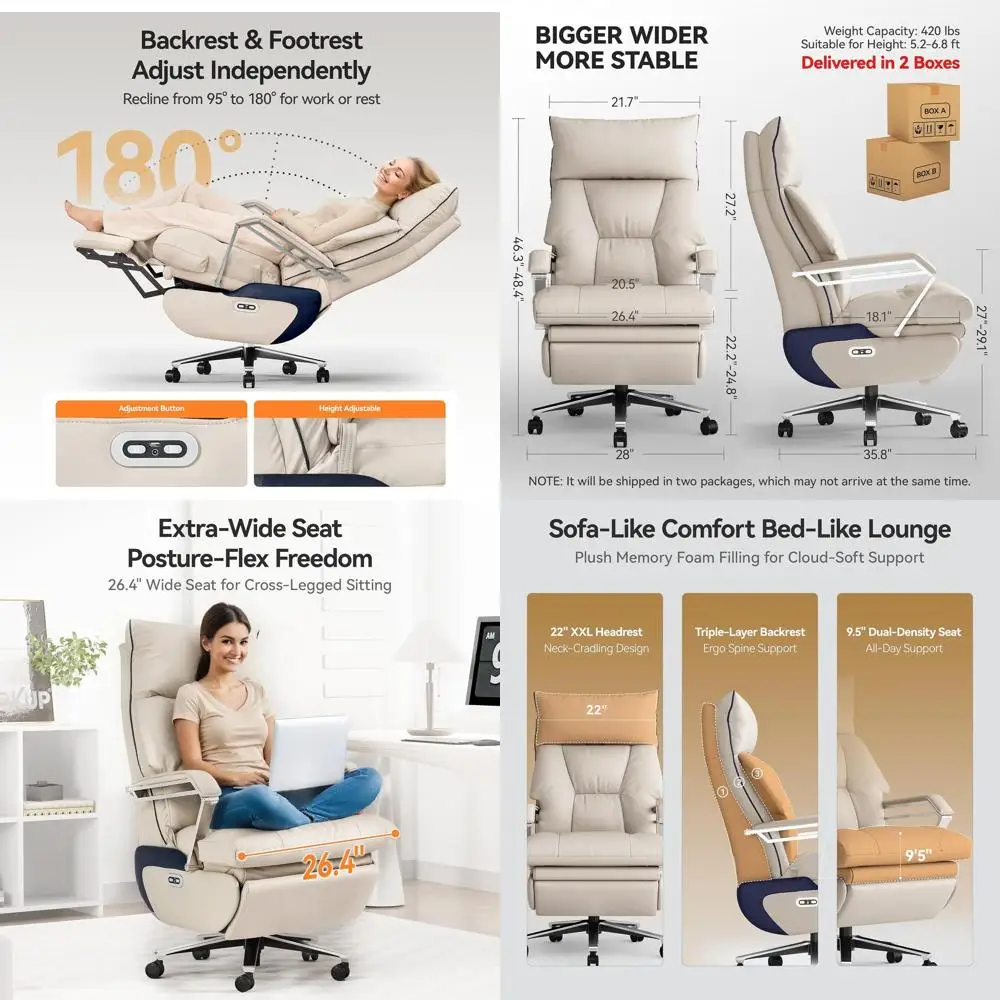 Luxury Wide Seat Ergonomic Leather Office Chair for Big & Tall, Reclining Desk Chair (Beige, No Massage)
Luxury Wide Seat Ergonomic Leather Office Chair for Big & Tall, Reclining Desk Chair (Beige, No Massage)