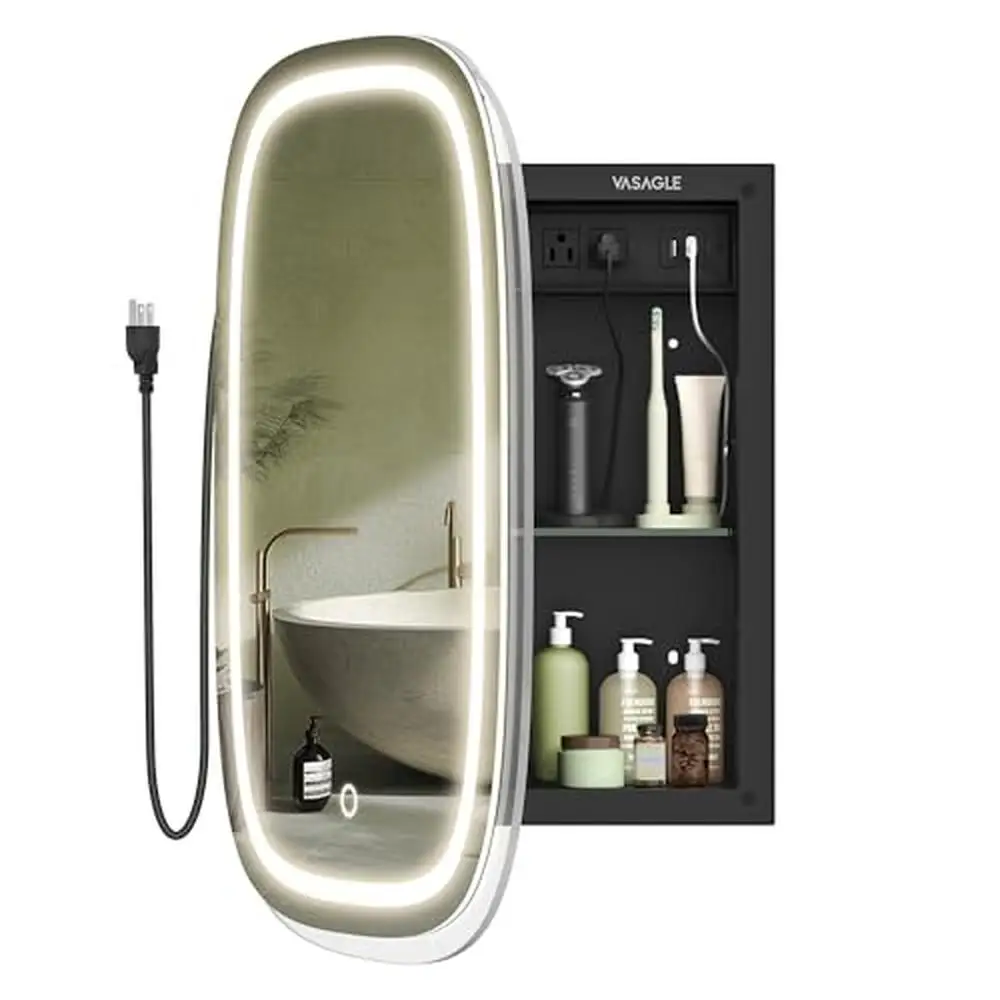 Wall-Mounted Medicine Cabinet with Touch Control Lighted Mirror and Charging Station
Wall-Mounted Medicine Cabinet with Touch Control Lighted Mirror and Charging Station