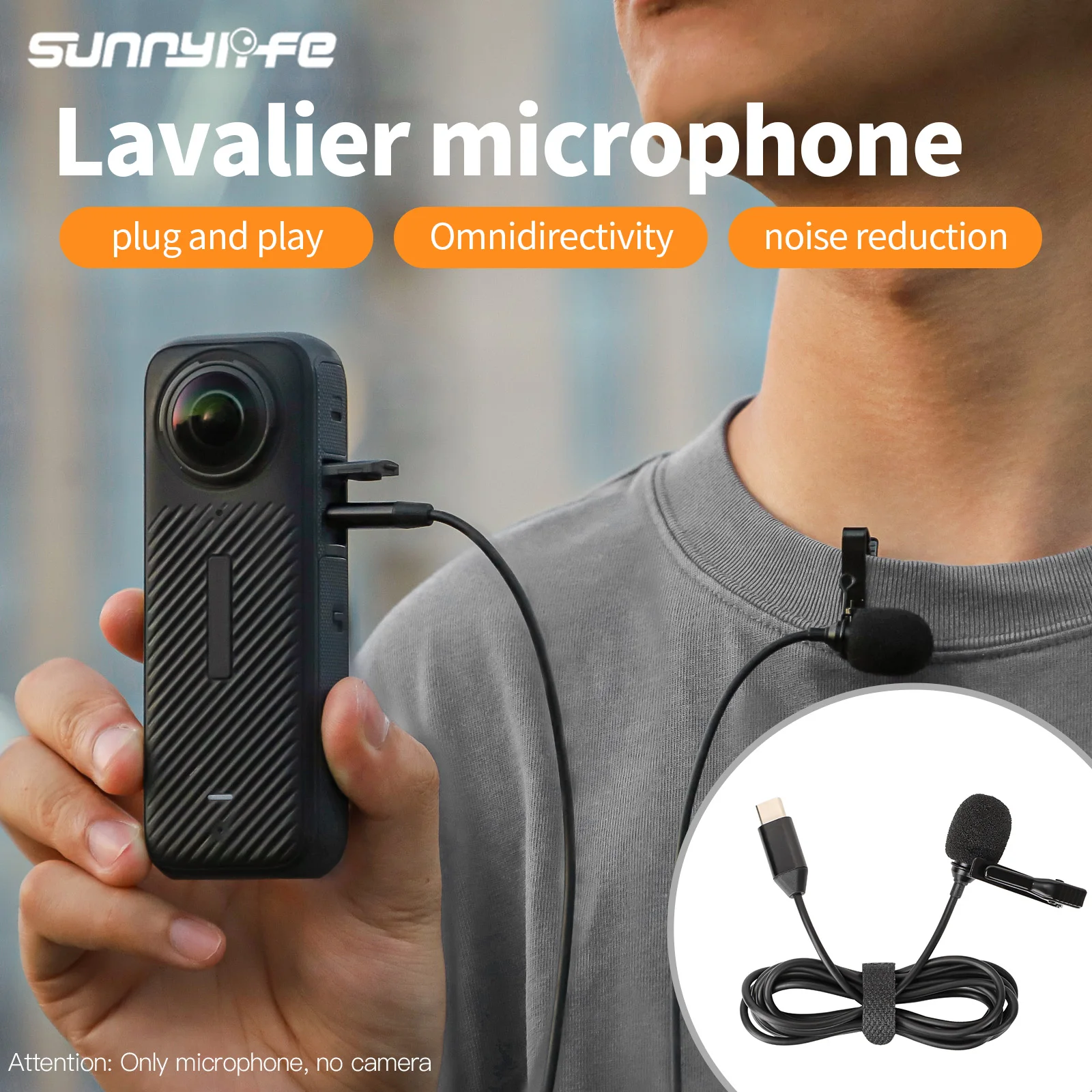 Sunnylife Lavalier Microphone for Insta360 Motion Camera Recording Microphone type-c with Adapter Cable External Holder
Sunnylife Lavalier Microphone for Insta360 Motion Camera Recording Microphone type-c with Adapter Cable External Holder