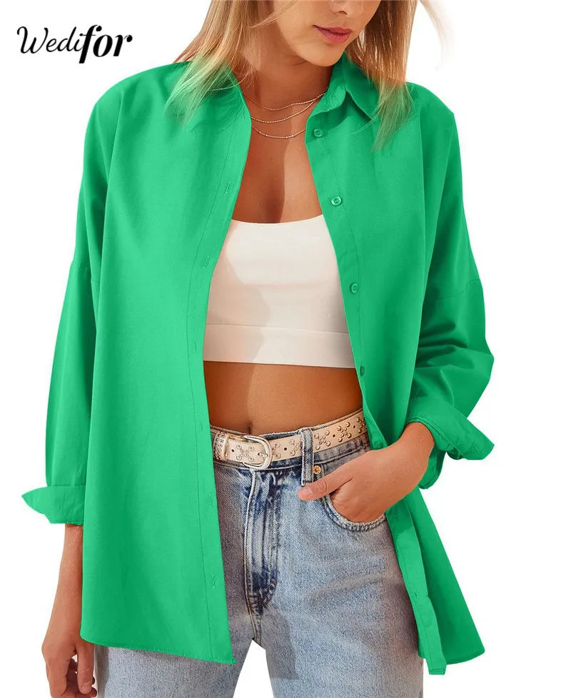 Wedifor Elegant Button Up Casual Woman Shirt New Fashion Long Sleeve Turn-down Collar Loose Tops Solid Office Ladies Blouse
Wedifor Elegant Button Up Casual Woman Shirt New Fashion Long Sleeve Turn-down Collar Loose Tops Solid Office Ladies Blouse