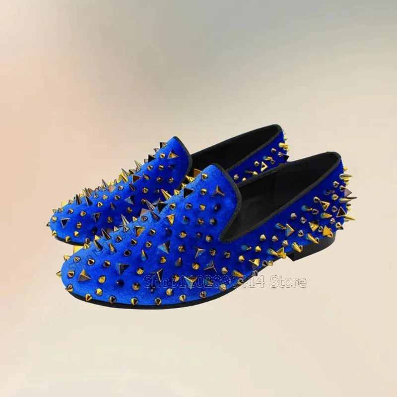 Jewelry Blue Corduroy Gold Rivets Decor Loafers Fashion Slip On Men Shoes Luxury Handmade Party Banquet Wedding Men Casual Shoes
Jewelry Blue Corduroy Gold Rivets Decor Loafers Fashion Slip On Men Shoes Luxury Handmade Party Banquet Wedding Men Casual Shoes