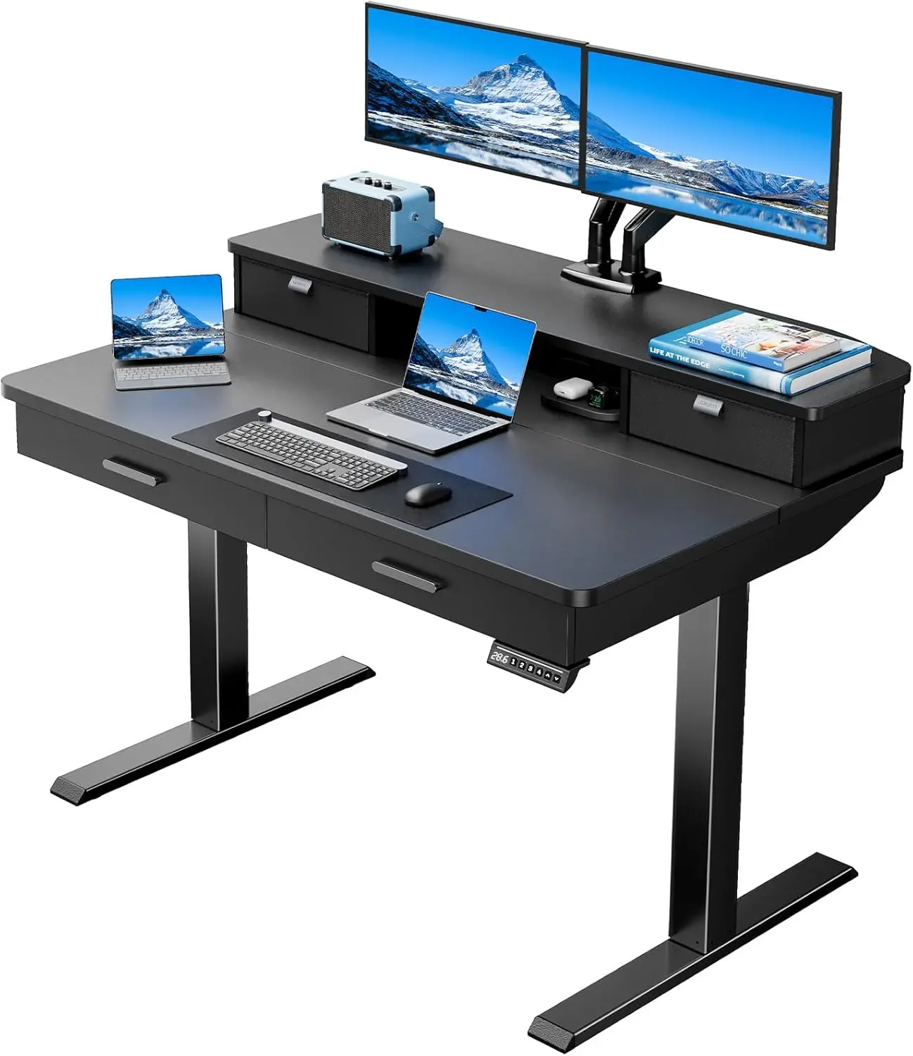 48 x 30 inch Electric Standing Desk with Wood Drawers Adjustable Height Sit Stand Home Office Desk with Two Tiers Ergonomic
48 x 30 inch Electric Standing Desk with Wood Drawers Adjustable Height Sit Stand Home Office Desk with Two Tiers Ergonomic