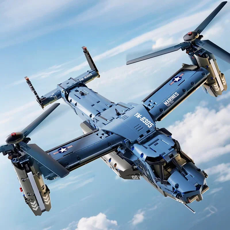New Osprey Fighter YM-8305 Large Transport Helicopter Assembled Building Block Toys Simulation Model Blocks Home Decoration
New Osprey Fighter YM-8305 Large Transport Helicopter Assembled Building Block Toys Simulation Model Blocks Home Decoration
