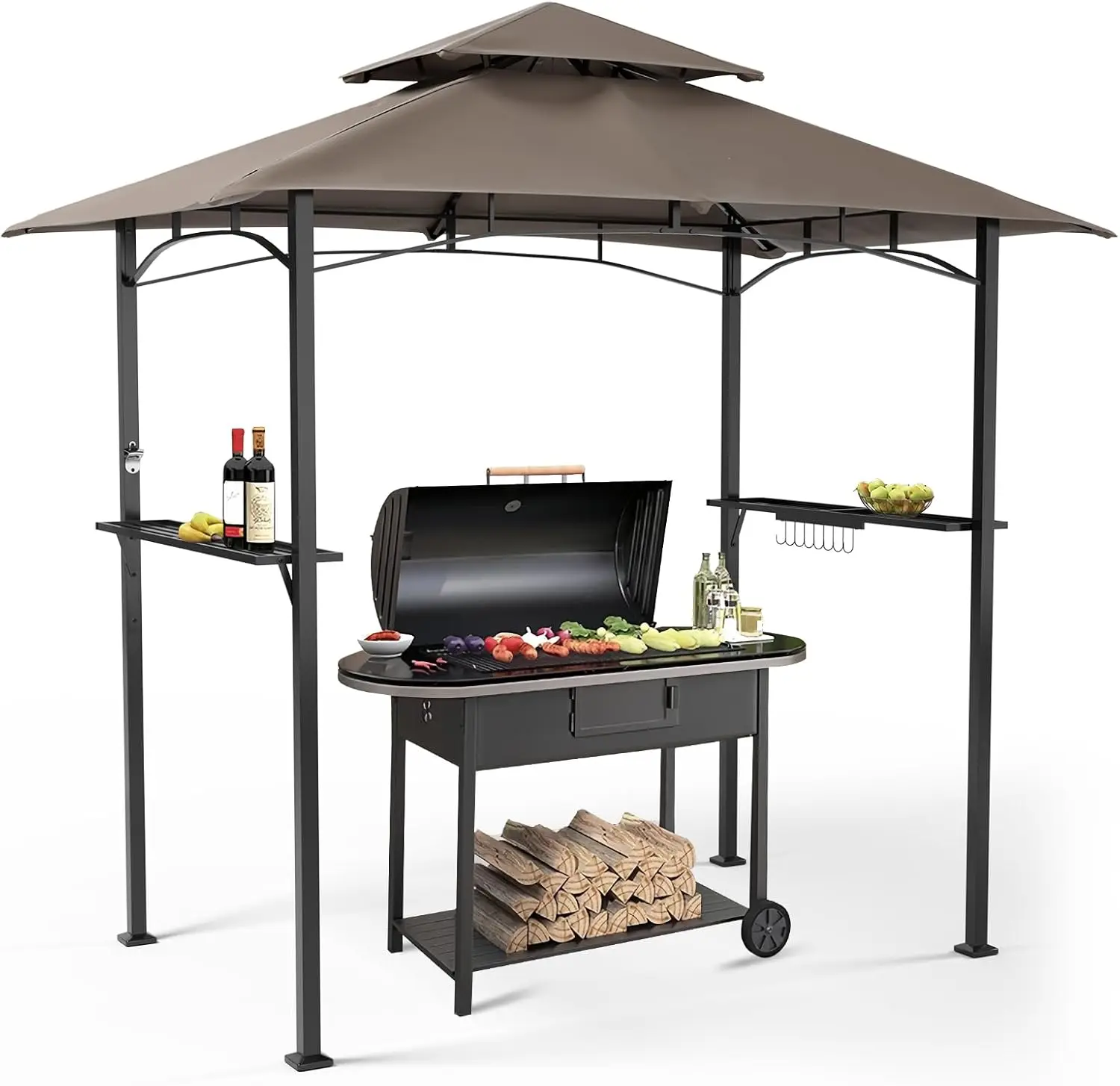 Outdoor Grill Gazebo 8 x 5, Patio Double Tiered BBQ Canopy w/Air Vent, Gazebo Canopy with 8 Hook Tools for Barbecue
Outdoor Grill Gazebo 8 x 5, Patio Double Tiered BBQ Canopy w/Air Vent, Gazebo Canopy with 8 Hook Tools for Barbecue