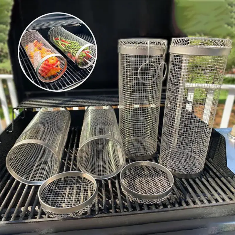 BBQ Basket Stainless Steel Rolling Grilling Basket Wire Mesh Cylinder Grill Basket Portable Round Outdoor Camping Barbecue Rack
BBQ Basket Stainless Steel Rolling Grilling Basket Wire Mesh Cylinder Grill Basket Portable Round Outdoor Camping Barbecue Rack