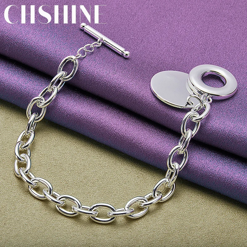 CHSHINE 925 Sterling Silver Round Brand Pendant Bracelet For Women Wedding Fashion Charm Jewelry
CHSHINE 925 Sterling Silver Round Brand Pendant Bracelet For Women Wedding Fashion Charm Jewelry