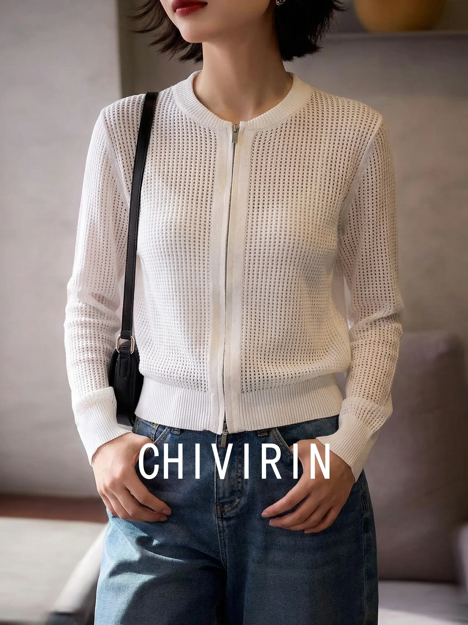 Женский вязаный кардиган Chivirin с вырезами, на молнии, с круглым вырезом, тонкий, дышащий, повседневный, весенний, модный топ
Женский вязаный кардиган Chivirin с вырезами, на молнии, с круглым вырезом, тонкий, дышащий, повседневный, весенний, модный топ