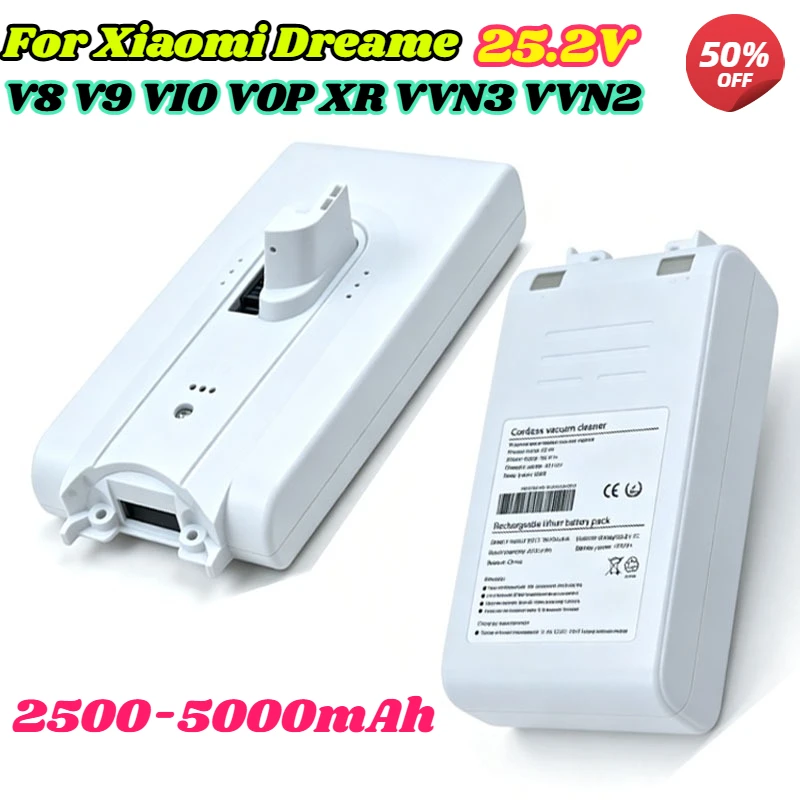 25.2V 5000mAh for Xiaomi Dreame V8 V9 V10 Replacement Lithium Battery V9P XR VVN3 VVN4 Handheld Cordless Vacuum Cleaner battery.
25.2V 5000mAh for Xiaomi Dreame V8 V9 V10 Replacement Lithium Battery V9P XR VVN3 VVN4 Handheld Cordless Vacuum Cleaner battery.