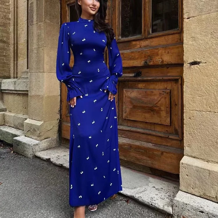 Fashionable Printed round Neck Long Sleeve Dress Waist Cinched A-Line Skirt Zipper Closure Bell Sleeve Women's Dress
Fashionable Printed round Neck Long Sleeve Dress Waist Cinched A-Line Skirt Zipper Closure Bell Sleeve Women's Dress