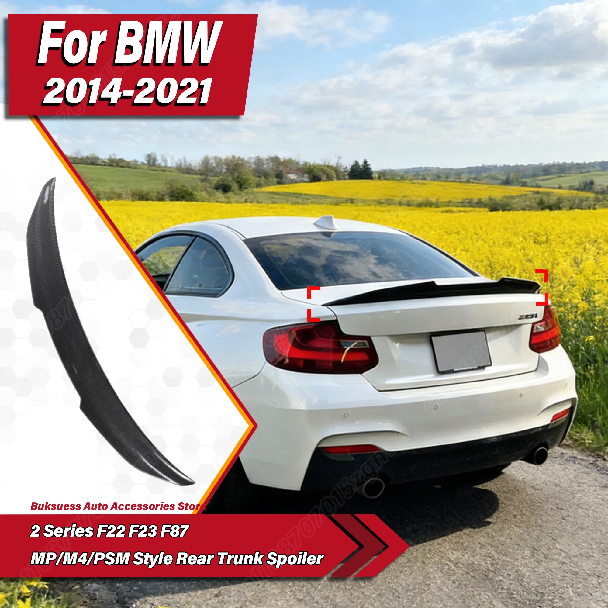 For BMW 2 Series F22 F23 F87 2014 2015 2016 2017 2018 2019 2020 2021 MP M4 PSM Style Rear Trunk Spoiler Wing Car Accessories
For BMW 2 Series F22 F23 F87 2014 2015 2016 2017 2018 2019 2020 2021 MP M4 PSM Style Rear Trunk Spoiler Wing Car Accessories