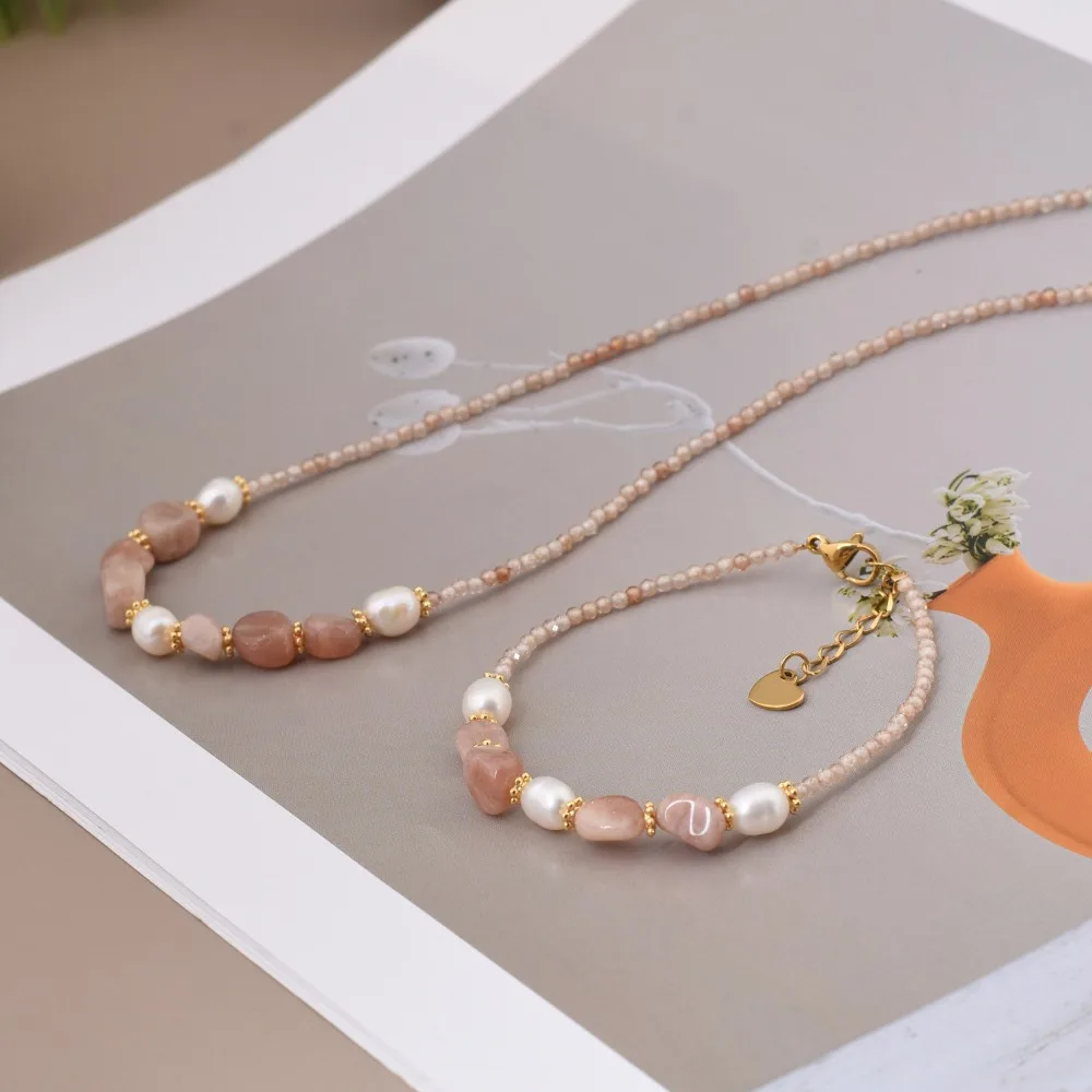 Trendy Ethnic Style Natural Stone Necklace, Irregular Beaded Choker, Fashion Retro Bracelet High-end Sweater Chain Jewelry Set
Trendy Ethnic Style Natural Stone Necklace, Irregular Beaded Choker, Fashion Retro Bracelet High-end Sweater Chain Jewelry Set