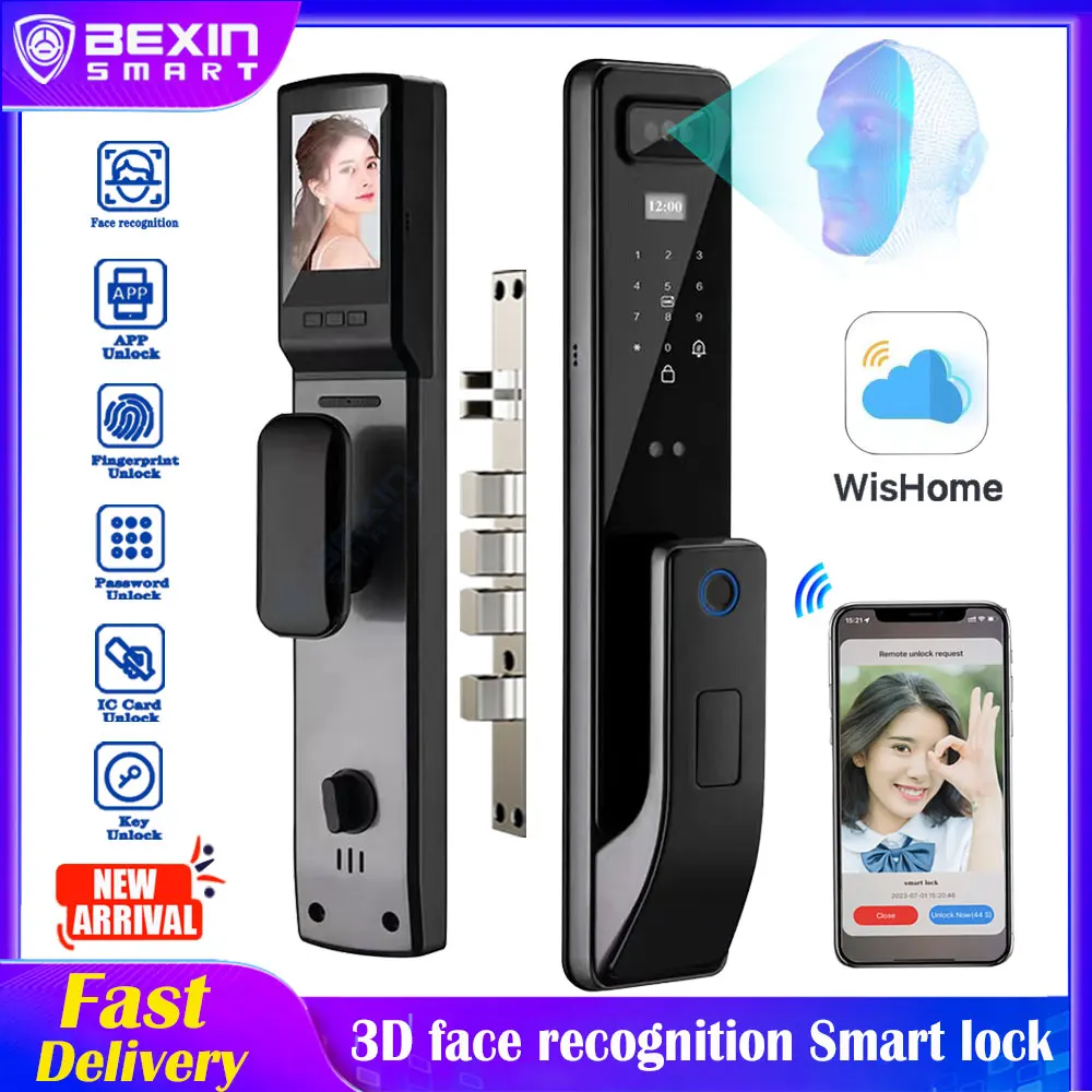 Wholesale 3D Face Recognition Smart Door Lock Security Camera Monitor Intelligent Fingerprint Password Electronic Key Unlock
Wholesale 3D Face Recognition Smart Door Lock Security Camera Monitor Intelligent Fingerprint Password Electronic Key Unlock