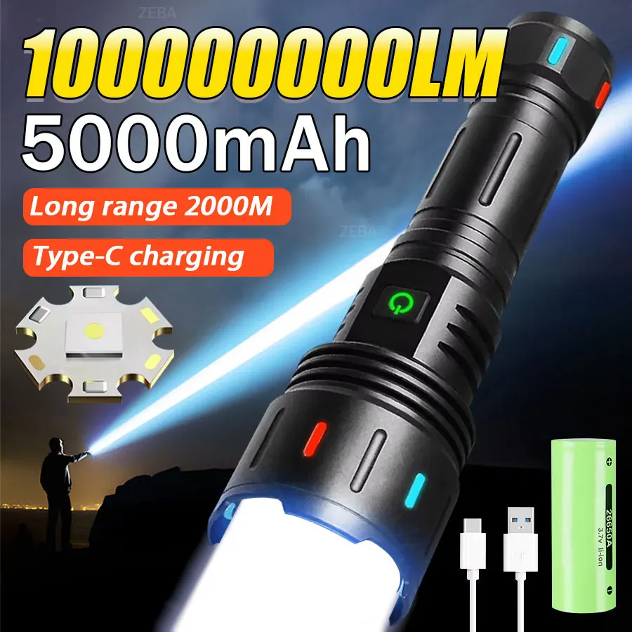New 600W High Power LED Flashlight USB Rechargeable Flashlights 18650 Long Range Tactical Lantern Strong Light Fishing Hunting
New 600W High Power LED Flashlight USB Rechargeable Flashlights 18650 Long Range Tactical Lantern Strong Light Fishing Hunting