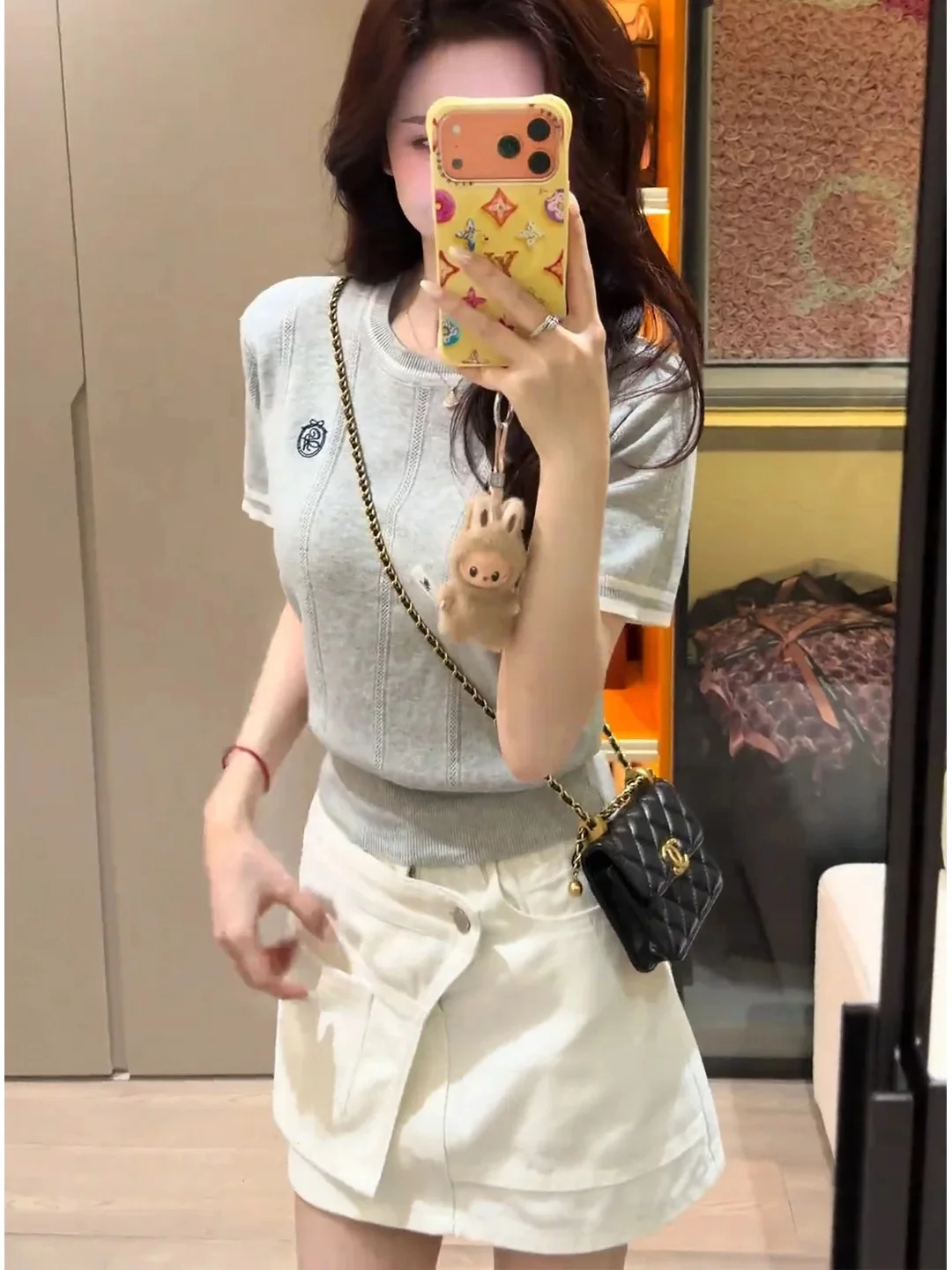 Korean Style round Neck Knitted Short Sleeve T-Shirt Women's Slim Fit Summer Top Ageless Grey Fashionable Small Shirt
Korean Style round Neck Knitted Short Sleeve T-Shirt Women's Slim Fit Summer Top Ageless Grey Fashionable Small Shirt
