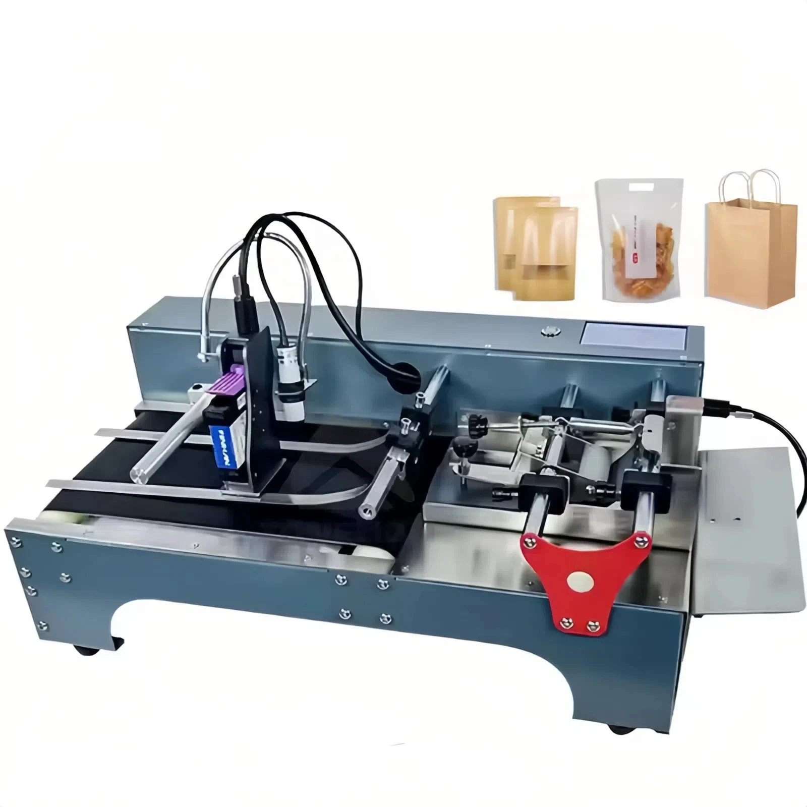 FP130 Desktop Conveyor Inkjet Printer With Automatic Paper Glass Bottle Surface Label Coding and Shelf Life Printer 
FP130 Desktop Conveyor Inkjet Printer With Automatic Paper Glass Bottle Surface Label Coding and Shelf Life Printer