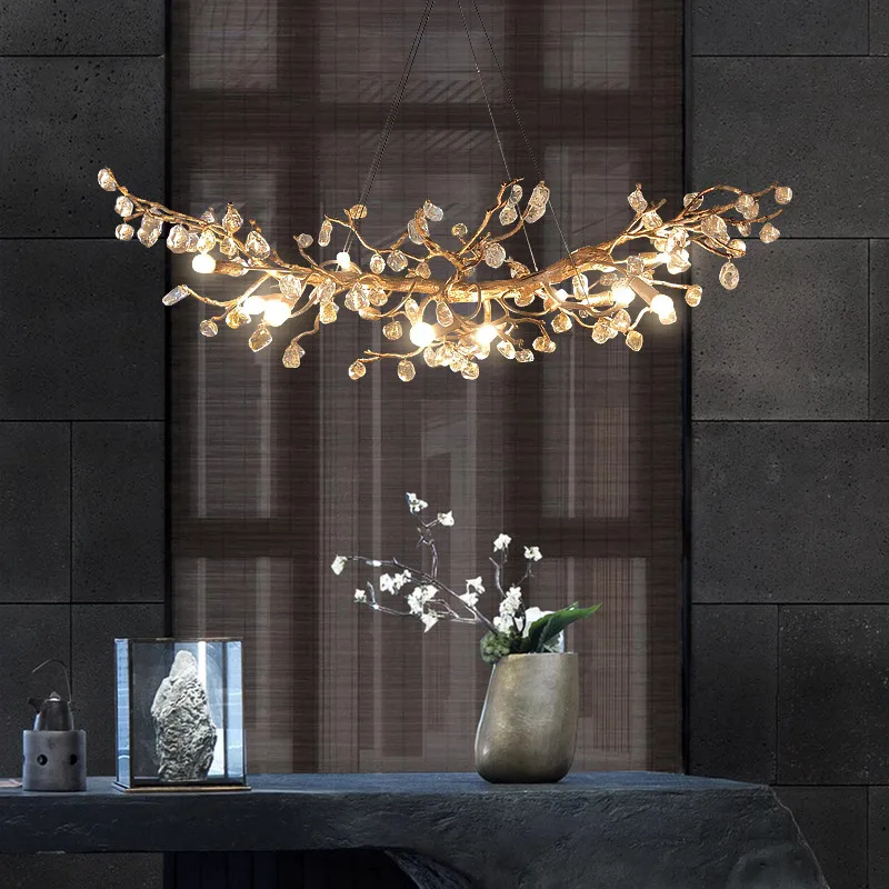 Art Design Copper Chandelier Modern Crystal Stone Plafondlamp Living Decoration Led Dining Room Suspension Luminair Villa Lights
Art Design Copper Chandelier Modern Crystal Stone Plafondlamp Living Decoration Led Dining Room Suspension Luminair Villa Lights