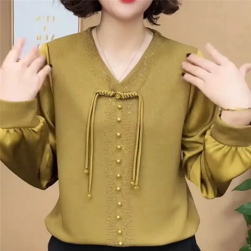 Chinese Style Fashion T-Shirt Female Long Sleeved Design Hot Diamond T-Shirt Spring Summer Women's Tshirt Blouse Base Shirt
Chinese Style Fashion T-Shirt Female Long Sleeved Design Hot Diamond T-Shirt Spring Summer Women's Tshirt Blouse Base Shirt