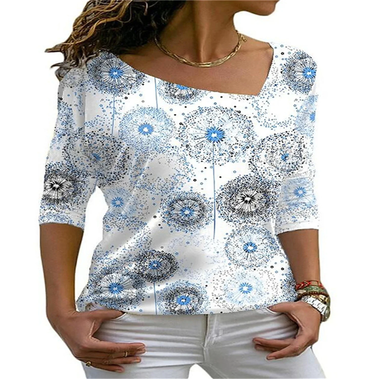 Pullover 3D Printing Dandelion Pattern Shirt V-neck Long-Sleeved Bottoming Shirt Slim Fashion T-shirt Women
Pullover 3D Printing Dandelion Pattern Shirt V-neck Long-Sleeved Bottoming Shirt Slim Fashion T-shirt Women