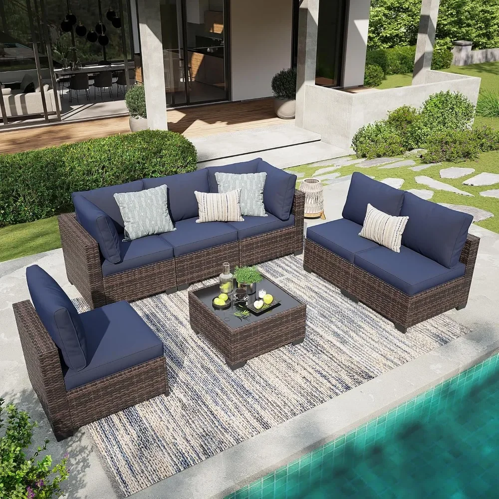 Outdoor Patio Furniture Set, 7 Piece Outside Sectional Sofa Set, All Weather Wicker Patio Conversation Sets for Backyards, Porch
Outdoor Patio Furniture Set, 7 Piece Outside Sectional Sofa Set, All Weather Wicker Patio Conversation Sets for Backyards, Porch