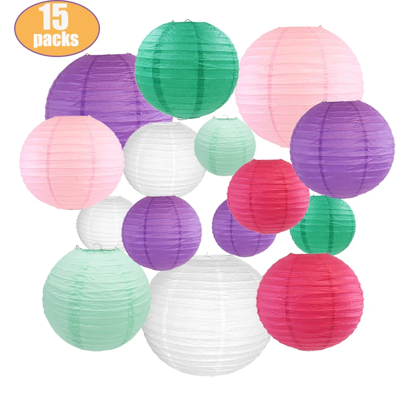 15 Pcs Round Hanging Paper Lanterns for Birthday and Wedding Assorted Size and Color Green Pink Mint Purple Hanging Paper Balls
15 Pcs Round Hanging Paper Lanterns for Birthday and Wedding Assorted Size and Color Green Pink Mint Purple Hanging Paper Balls