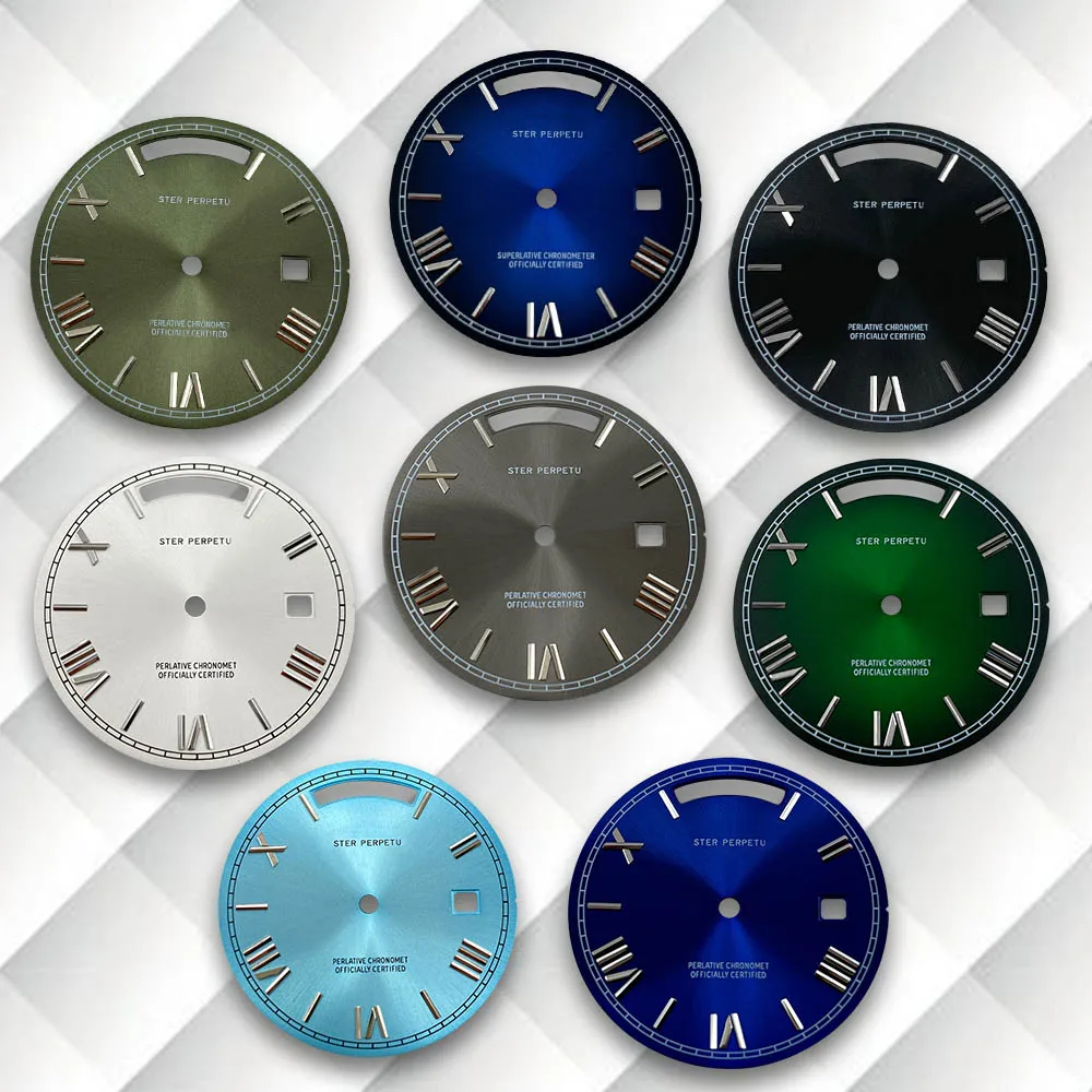 Latest styles 31mm S Logo Day And Date Rome Dial Suitable For 8285 Movement High Quality Dial Watch Modification Accessories
Latest styles 31mm S Logo Day And Date Rome Dial Suitable For 8285 Movement High Quality Dial Watch Modification Accessories