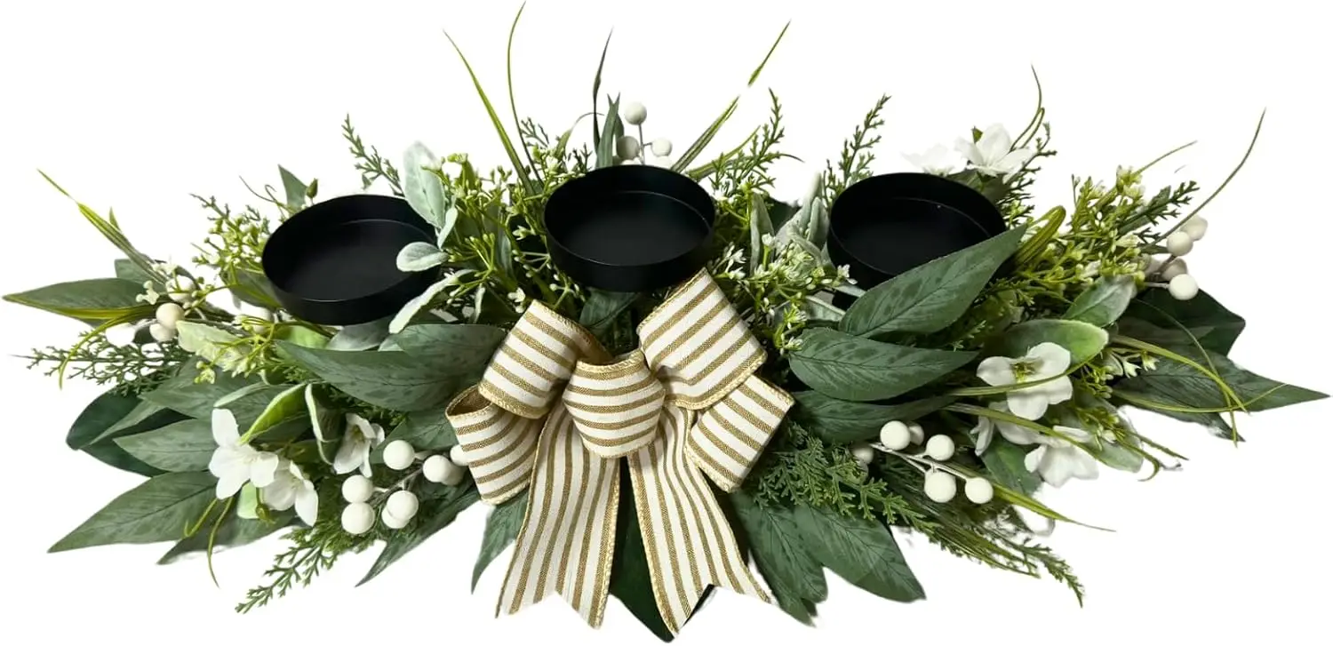Candle Holder Centerpiece For Table,3 Wick Candle Holder With Artificial Gypsophila Flower,Artificial Eucalyptus Leaves
Candle Holder Centerpiece For Table,3 Wick Candle Holder With Artificial Gypsophila Flower,Artificial Eucalyptus Leaves