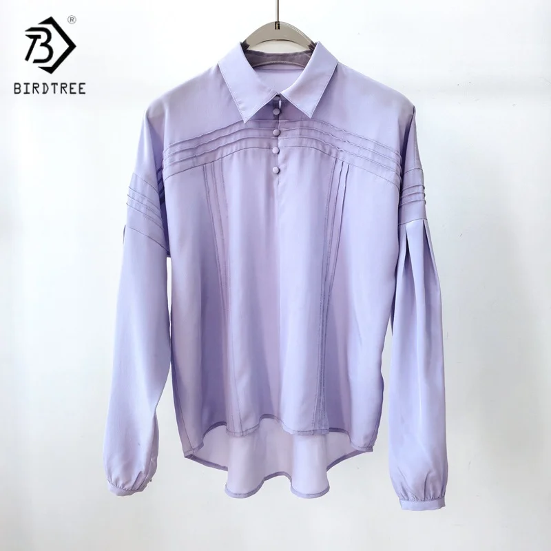 Birdtree,18MM 100% Silk Blouse,Women's Double Crepe Polo Neck Loose Shirts,Lantern Sleeve,2025 New Pullover T5D306JF
Birdtree,18MM 100% Silk Blouse,Women's Double Crepe Polo Neck Loose Shirts,Lantern Sleeve,2025 New Pullover T5D306JF