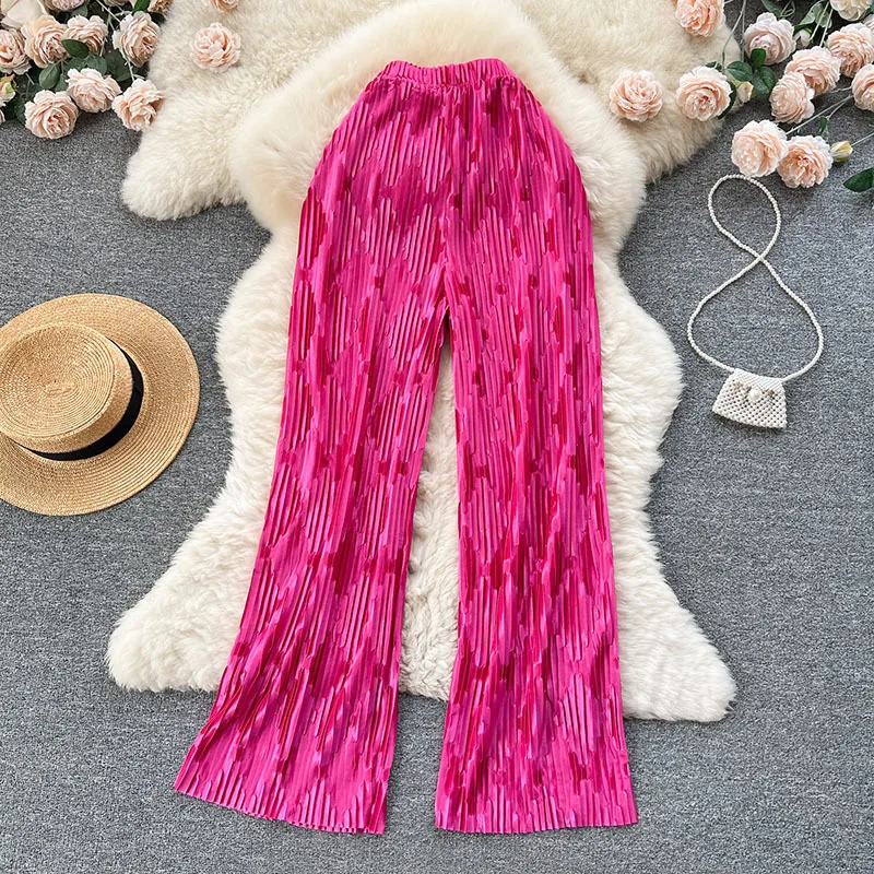 Pleated Vintage Striped Long Pants Fashion Spring High Waist Wide Leg Trousers Women Streetwear Solid Casual Pants
Pleated Vintage Striped Long Pants Fashion Spring High Waist Wide Leg Trousers Women Streetwear Solid Casual Pants