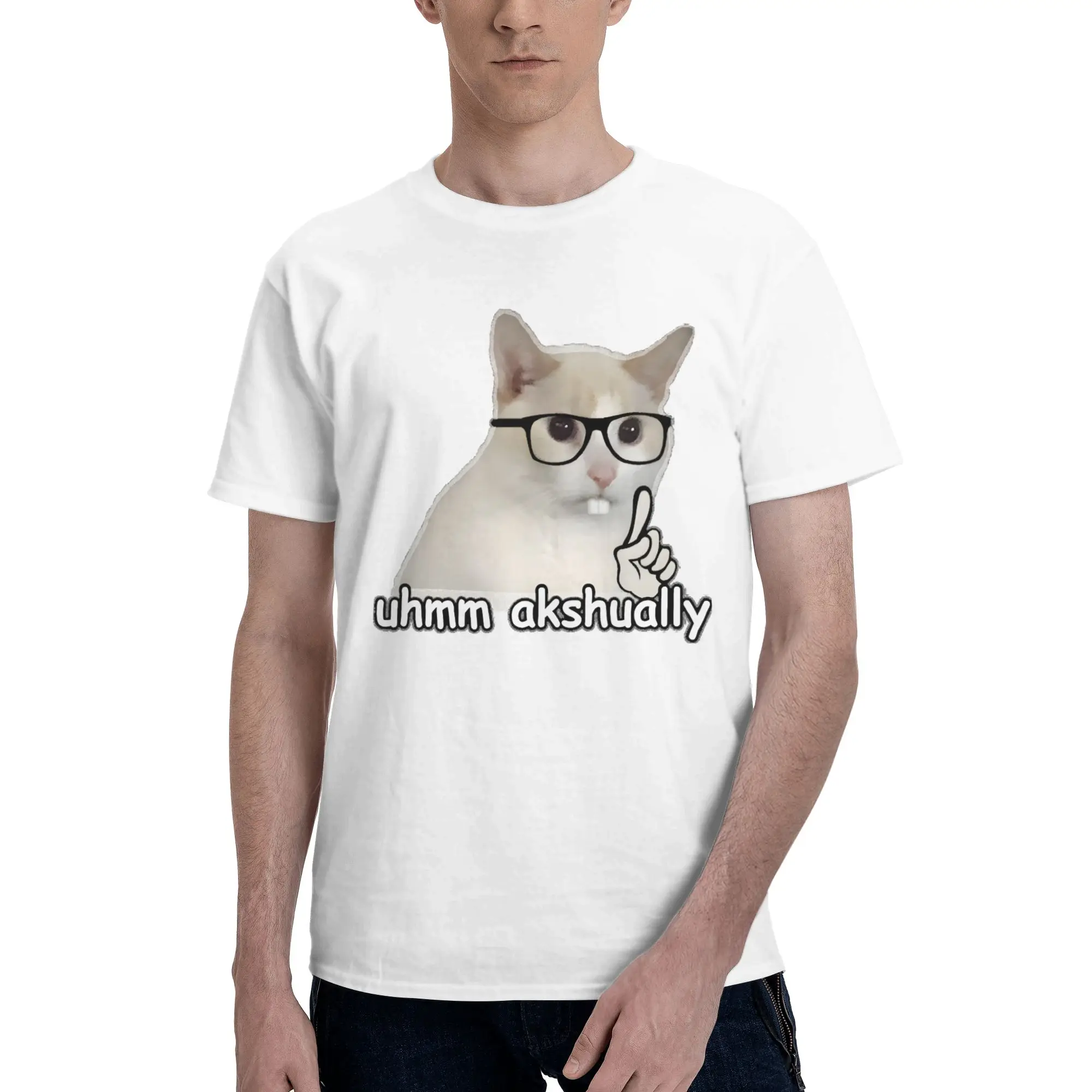 Male Um Actually Funny Nerd Cat Meme T Shirt Round Neck Pure Cotton Short Sleeve Tee Shirt Loose Oversized Streetwear Clothes
Male Um Actually Funny Nerd Cat Meme T Shirt Round Neck Pure Cotton Short Sleeve Tee Shirt Loose Oversized Streetwear Clothes