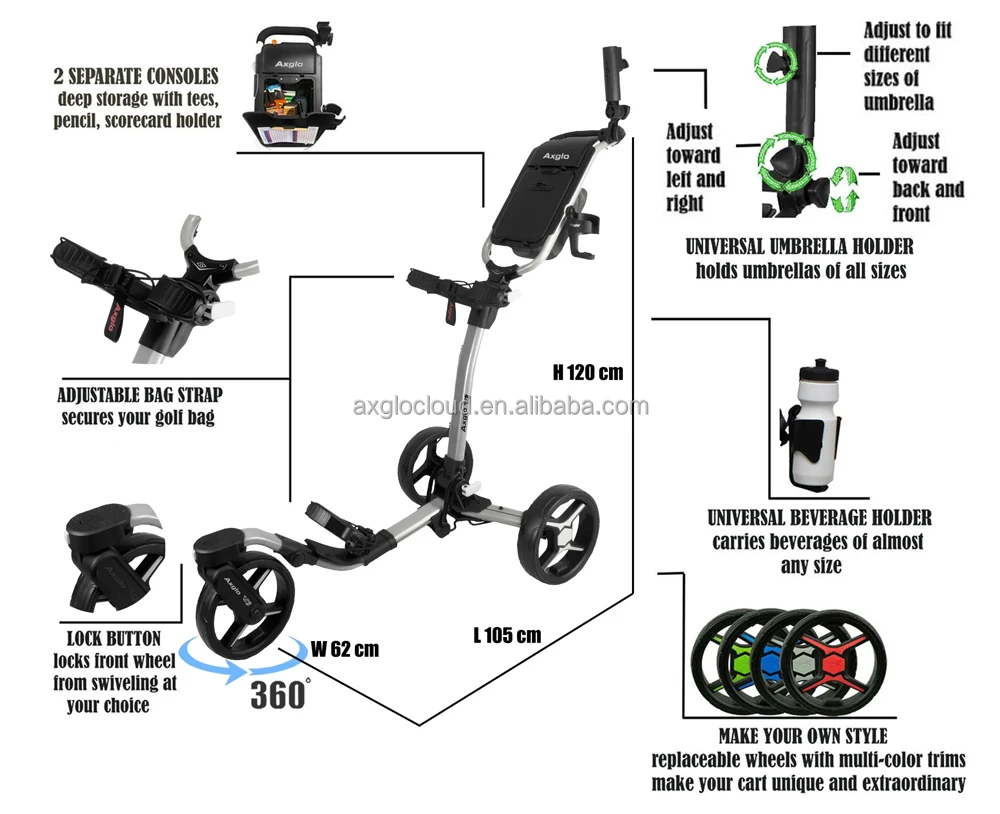 New Design Lightweight 3 Wheel Golf Cart Easy Fold Golf Push Trolley 360 Degree Swivel Foldable Front Wheel Steering Wheel
New Design Lightweight 3 Wheel Golf Cart Easy Fold Golf Push Trolley 360 Degree Swivel Foldable Front Wheel Steering Wheel