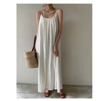 SweetElegantFashionableTankDress ElegantSimpleDrapedSlimmingLongDress 여성 가을2024 SeasonalHighWaistDress