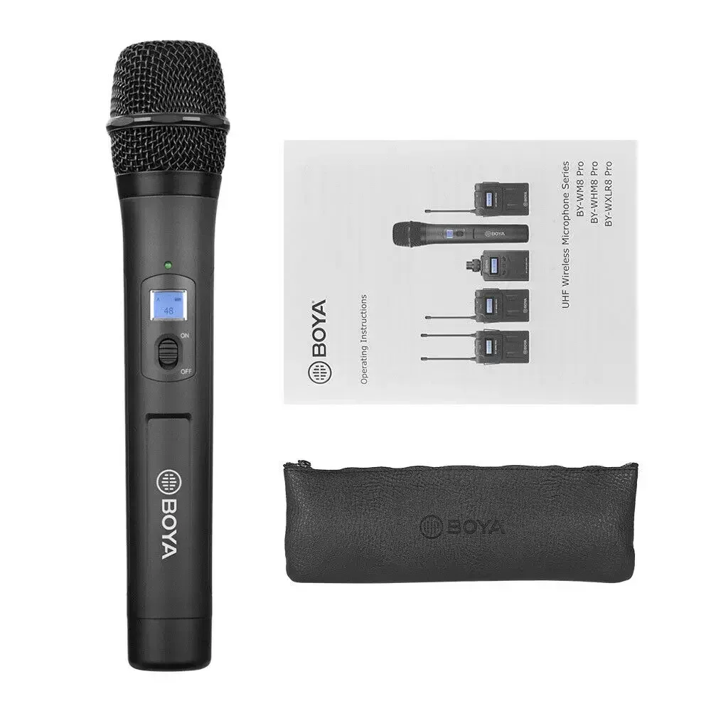 BOYA BY-WHM8 Pro Microphone for karaoke interview speech music recording stage 48-Channel UHF Wireless Handheld Dynamic Mic 
BOYA BY-WHM8 Pro Microphone for karaoke interview speech music recording stage 48-Channel UHF Wireless Handheld Dynamic Mic