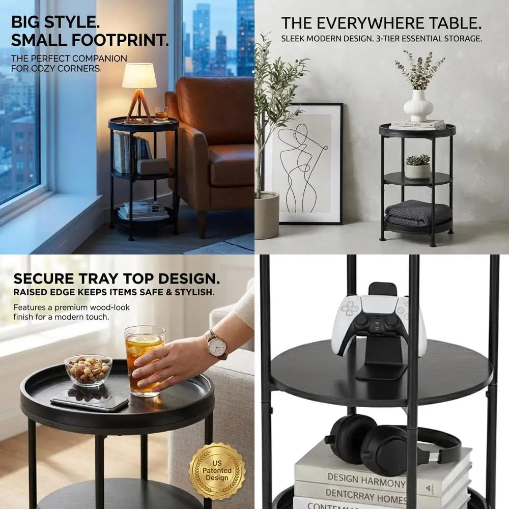 Круглый журнальный столик в индустриальном стиле с 3 полками для небольших помещений, подходит для гостиной, спальни и наружного использования, черный
Круглый журнальный столик в индустриальном стиле с 3 полками для небольших помещений, подходит для гостиной, спальни и наружного использования, черный