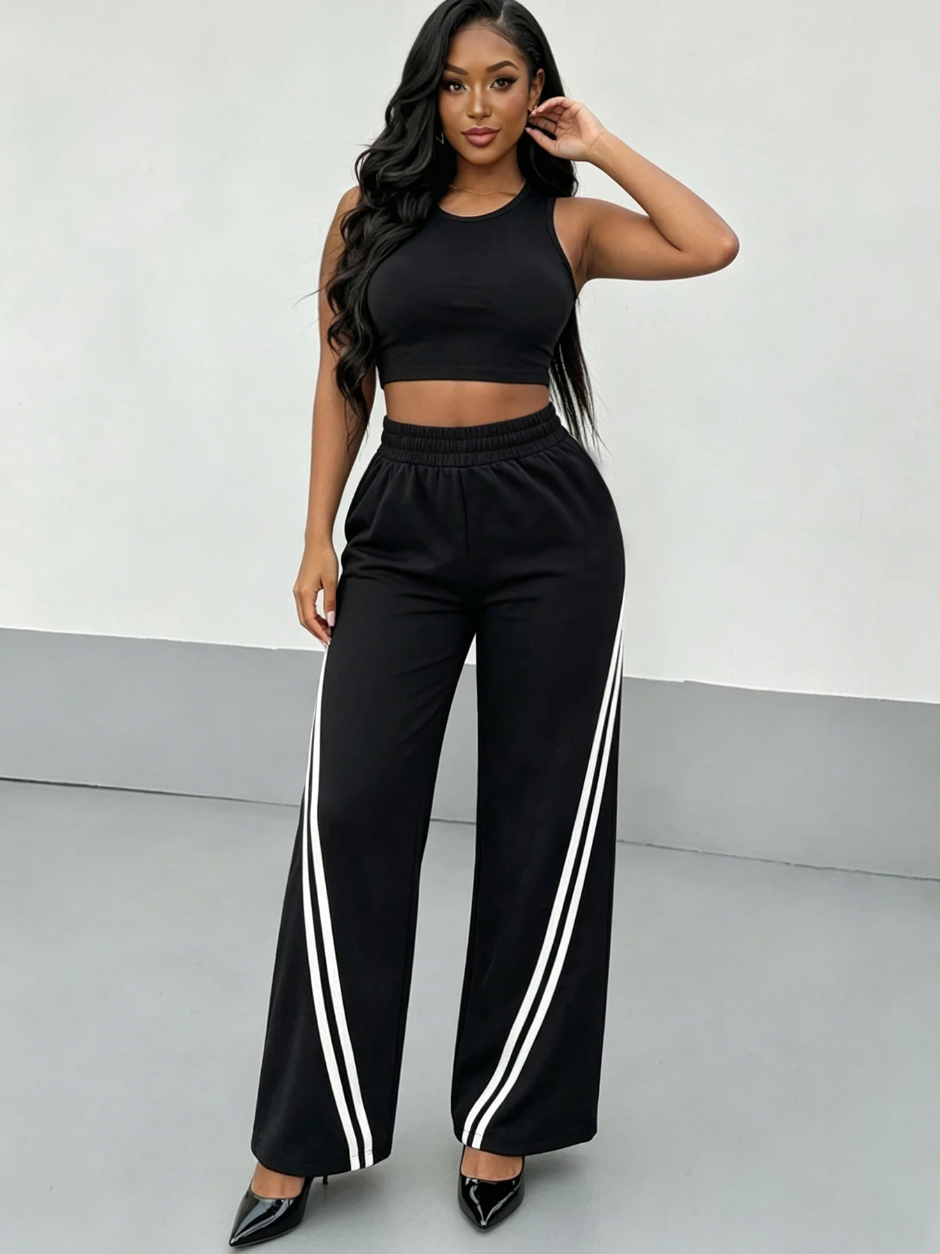 ummer Two Piece Set for Women, Tank Top & Striped Wide Leg Pants, Casual Daily Home & Street Outfit, Elegant 2-Piece Set
ummer Two Piece Set for Women, Tank Top & Striped Wide Leg Pants, Casual Daily Home & Street Outfit, Elegant 2-Piece Set