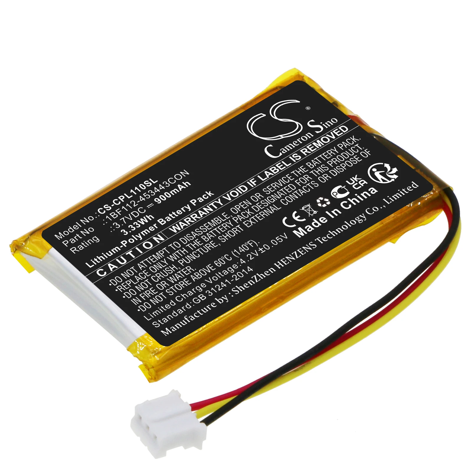 3.7V 900mAh Battery 1BF112-453443CON for CalAmp LMU-1100,LMU-1200,LMU-2600,LMU-2700,LMU-4200,LMU-4500,LMU-5000,LMU-5500,LMU-2630
3.7V 900mAh Battery 1BF112-453443CON for CalAmp LMU-1100,LMU-1200,LMU-2600,LMU-2700,LMU-4200,LMU-4500,LMU-5000,LMU-5500,LMU-2630