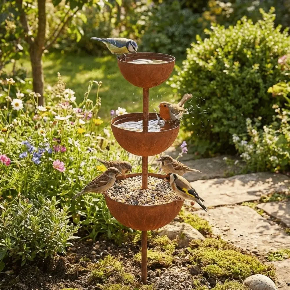 3-Tier Bowl Metal Bird Bath Rusted Vintage Iron Garden Rain Catcher Garden Stake Decorative Bird Water Dispenser Courtyard Decor
3-Tier Bowl Metal Bird Bath Rusted Vintage Iron Garden Rain Catcher Garden Stake Decorative Bird Water Dispenser Courtyard Decor