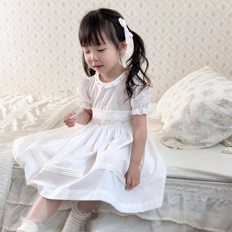 Teen Girl Clothes Children White Vintage Simple Costume Korean Style Casual Outfit Summer Smock Dress Kids Girls Short Sleeve
Teen Girl Clothes Children White Vintage Simple Costume Korean Style Casual Outfit Summer Smock Dress Kids Girls Short Sleeve